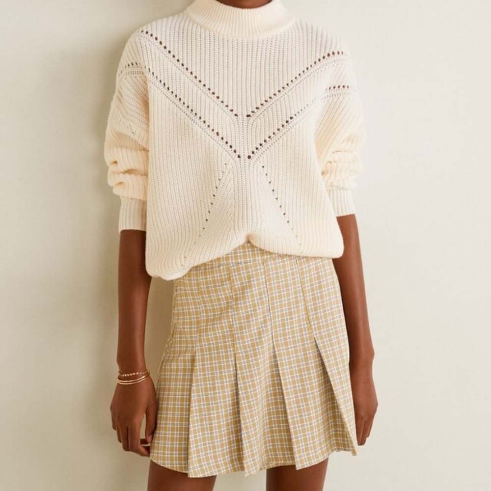 Mango Milu Pleated Plaid Skirt